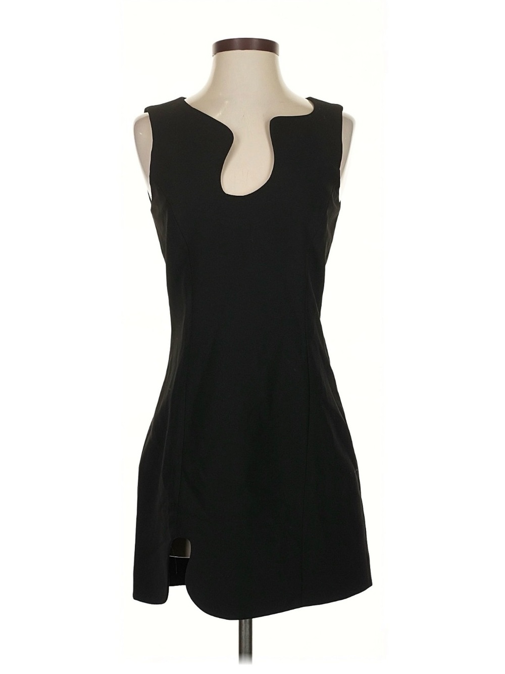 Amanda Uprichard Black Sleeveless Mini Dress with Sculpted Cutout Neckline